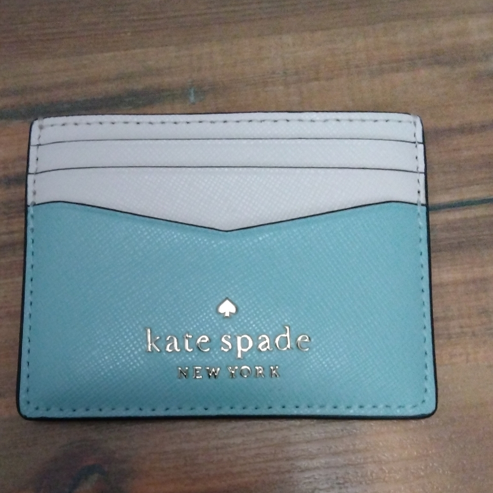 Kate Spade Aqua and White Card Holder